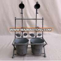 Ant grey 2 pots no powder coated Metal garden pots stand